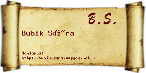 Bubik Sára névjegykártya